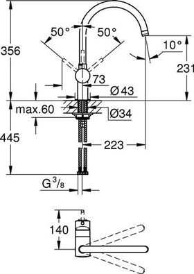 Grohe Einhand-Spültischbatterie MINTA 1/2Zoll C-Auslauf wa sun gebü