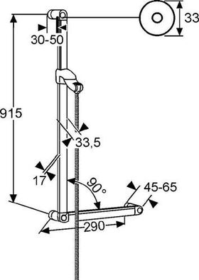 Kludi Brausestange SIRENA CARE barrierefr 90cm Grifflänge 250 b 90° chr