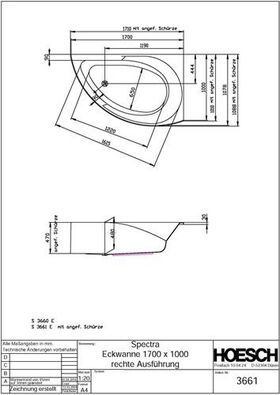 Hoesch Eck-Badewanne SPECTRA re 1710x1010x480mm we