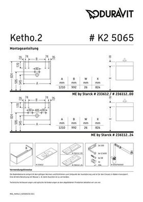 Duravit Waschtischunterbau Ketho.2 1210x440x480mm weiß supermatt