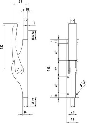 Tortreibriegel PLANO 10mm Schlaufenanzahl 2 STA hell verz.DENI