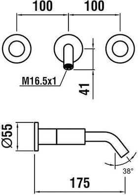 Laufen 3-Loch-UP-WT-Mischer KARTELL Ausladung 175mm chrom