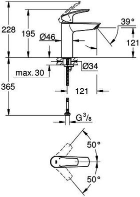 Grohe EH-WTbatt EUROSMART 1/2Zoll M-Size glatter Körper chr