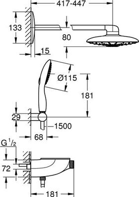 Grohe Duschsystem RAINSHOWER SYSTEM SC D 360 m Thermostatbatterie mo wh