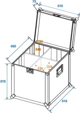 ROADINGER Flightcase 4x PAR-64 Spot lang Haken