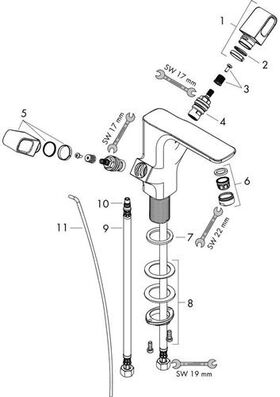 2-Griff-WT-Mischer 120 AXOR URQUIOLA DN 15 m ZAG 1 1/4Zoll chrom