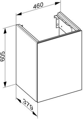 Keuco Waschtischunterbau X-LINE 460x605x380mm trüffel Anschlag rechts