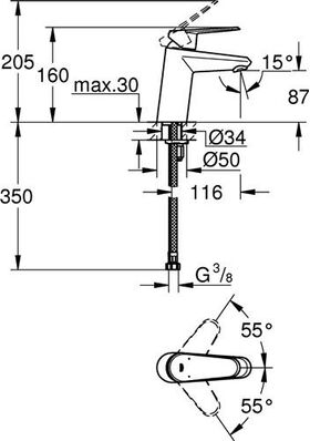 Grohe WT-EHM EURODISC C 1/2Zoll S-Size glatter Körper chr