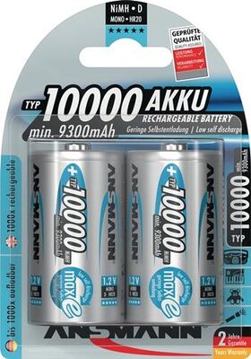 Akkuzelle 1,2 V 10000 mAh R20-D-Mono HR20 2 2St./Blister ANSMANN