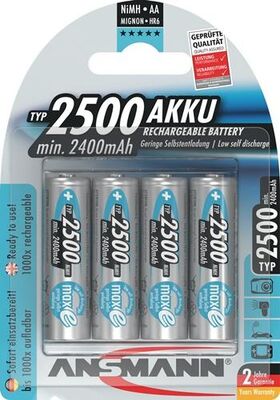 Akkuzelle maxE 1,2 V 2500 mAh R6-AA-Mignon HR6 4 4St./Blister ANSMANN