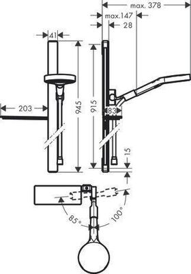 HG Brausegarnitur RAINFINITY 130 3jet mit Brausestange 900mm chrom