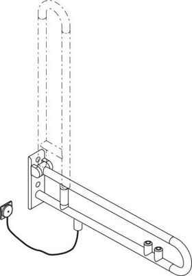 Hewi Stützklappgr. E-Ausführ. SERIE 801 Spül-/Funktionstaste gelb 900mm reinweiß