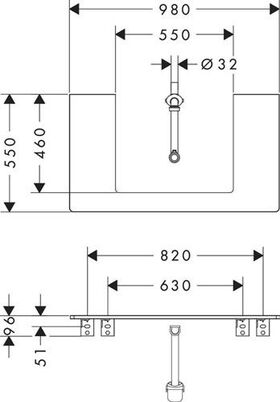 HG Konsole Xelu Q 980x550mm m Auschnitt mttg we hochglanz