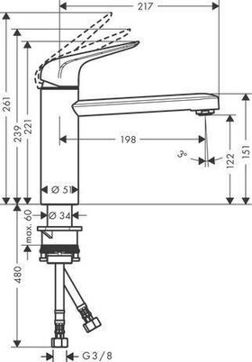 HG Einhebel-Spültischmischer 120 M42 DN 15 CoolStart Eco m Schw-ausl chrom