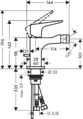 Einhebel-Bidetmischer AXOR CITTERIO E DN 15 m HGri m ZAG 1 1/4Zoll chrom