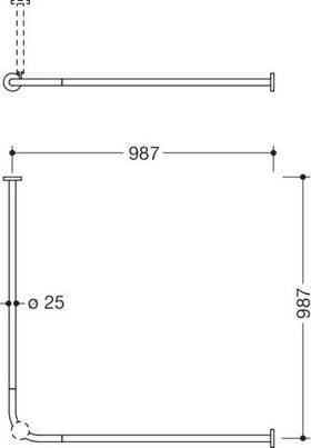 Hewi Vorhangstange hgrau Perlglim tiefmatt 987x987mm 20 R.