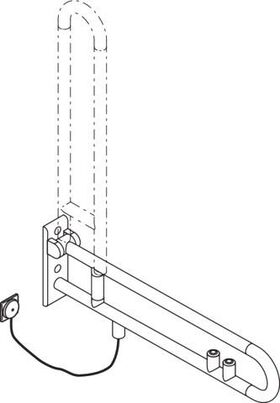 Hewi Stützklappgr. E-Ausführ. SERIE 801 Spül-/Funktionstaste gelb 850mm reinweiß