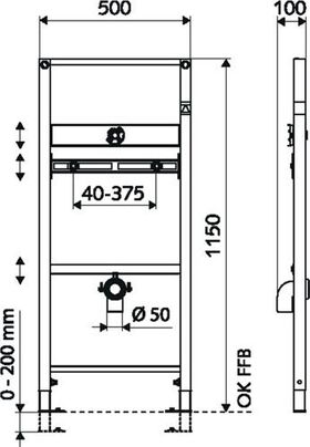 Schell Urinal-Montagemodul MONTUS BH 115cm für Urinal-Vorwand-Spülarmatur