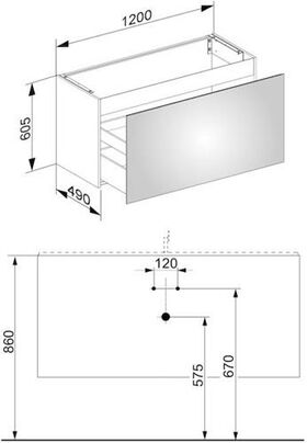 Keuco Waschtischunterbau X-LINE 1200x605x490mm weiß