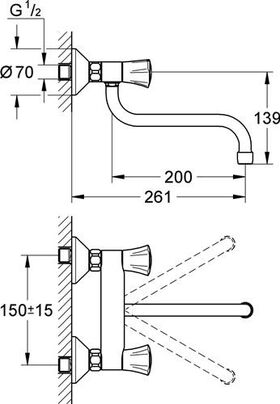 Grohe Schwenk-Batterie COSTA 1/2Zoll chr