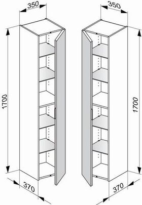 Keuco Hochschrank EDITION 11 350x1700x370mm Ans re sw sdm