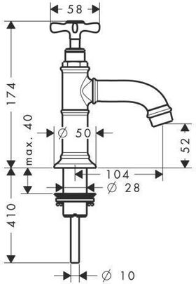 Standventil AXOR MONTREUX DN 15 o AG stainless steel optic