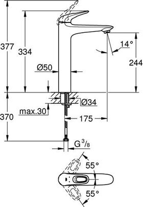 Grohe EH-WTbatt EUROSTYLE 1/2Zoll XL-Size mo wh