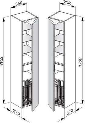 Keuco Hochschrank EDITION 11 350x1700x370mm Ans re ant sdm