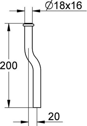 Grohe Urinalspülrohr d= 18mm 200mm Kröpfung 20mm chr