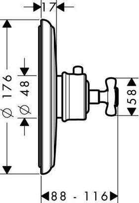 Thermostat AXOR MONTREUX UP Highflow Durchflußm. 59 l/m bru red g