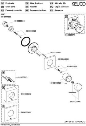 Keuco Umstellventil IXMO UP f 3 Verbr Rosette eckig sw ma