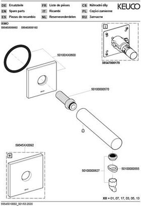 Keuco Wanneneinlauf IXMO Ros ec Ausldg 180mm Sw-chr gebü