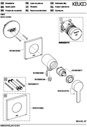 Keuco EH-Brausemischer IXMO_solo Flat UP m Schlauchans. Ros eckig sw ma