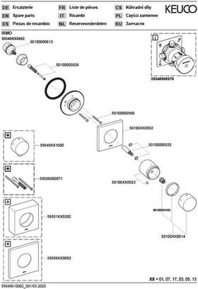 Keuco Umstellventil IXMO UP f 3 Verbr Rosette eckig vc