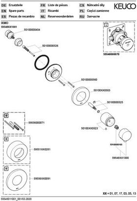 Keuco Umstellventil IXMO UP f 3 Verbr Rosette rund vc