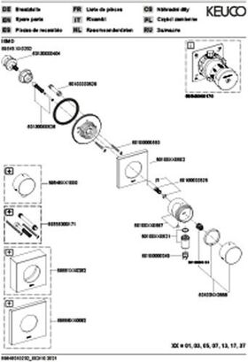 Keuco Umstellventil IXMO UP f 3 Verbr Rosette eckig sw ma