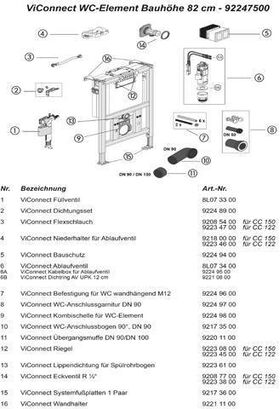 V&B WC-Element ViConnect für Trockenbau, niedrig 525x820x205mm