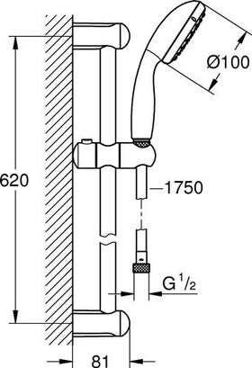 GROHE Brausestangenset Tempesta 100 BSt 600mm chr