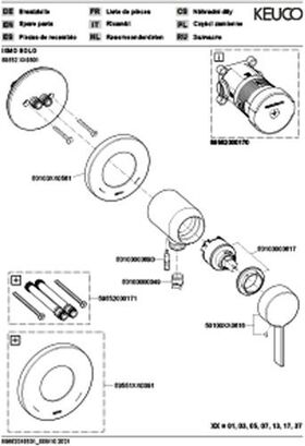 Keuco EH-Brausemischer IXMO_solo Pure UP m Schlauchans. Ros rund sw ma