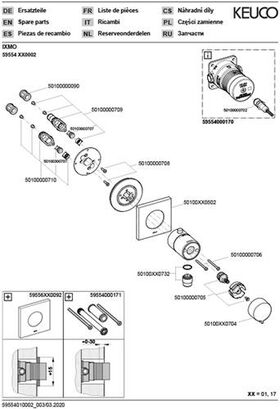 Keuco Thermostat-Brausemischer IXMO_solo UP m Schlauchans. Ros eckig vc