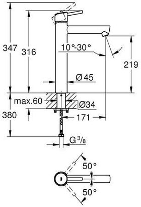 Grohe EH-WTbatt CONCETTO 1/2Zoll XL-Size chr