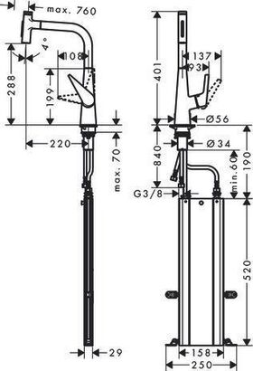 HG Einhebel-Spültischmischer 300 TALIS S DN 15, mit sBox, Ausziehbrause chrom