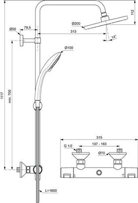 IDS Duschsystem CERATHERM mit CeraTherm T25 Brausethermostat chrom