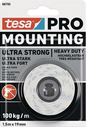 Montageband Mounting PRO Ultra Strong 66792 weiß L.1,5m B.19mm TESA