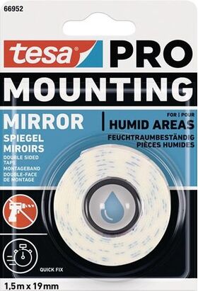 Montageband Mounting PRO Spiegel 66952 weiß L.1,5m B.19mm TESA