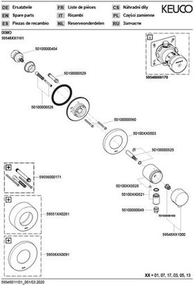 Keuco Umstellventil IXMO UP f 3 Verbr Rosette rund vc