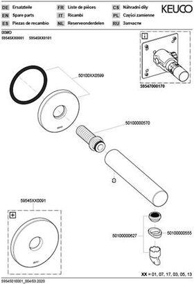 Keuco Wanneneinlauf IXMO Ros rd Ausldg 130mm bro gebü