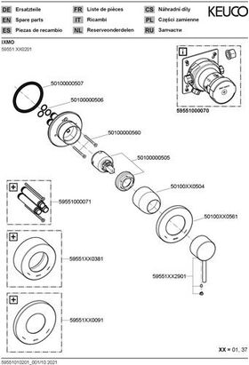 Keuco Einhebelmischer IXMO Soft UP Rosette rund vc