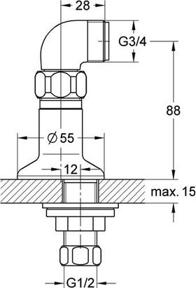 Grohe Standanschluss 1/2" Ausldg 30mm chr