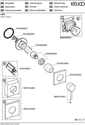 Keuco Einhebelmischer IXMO Soft UP Rosette eckig sw ma